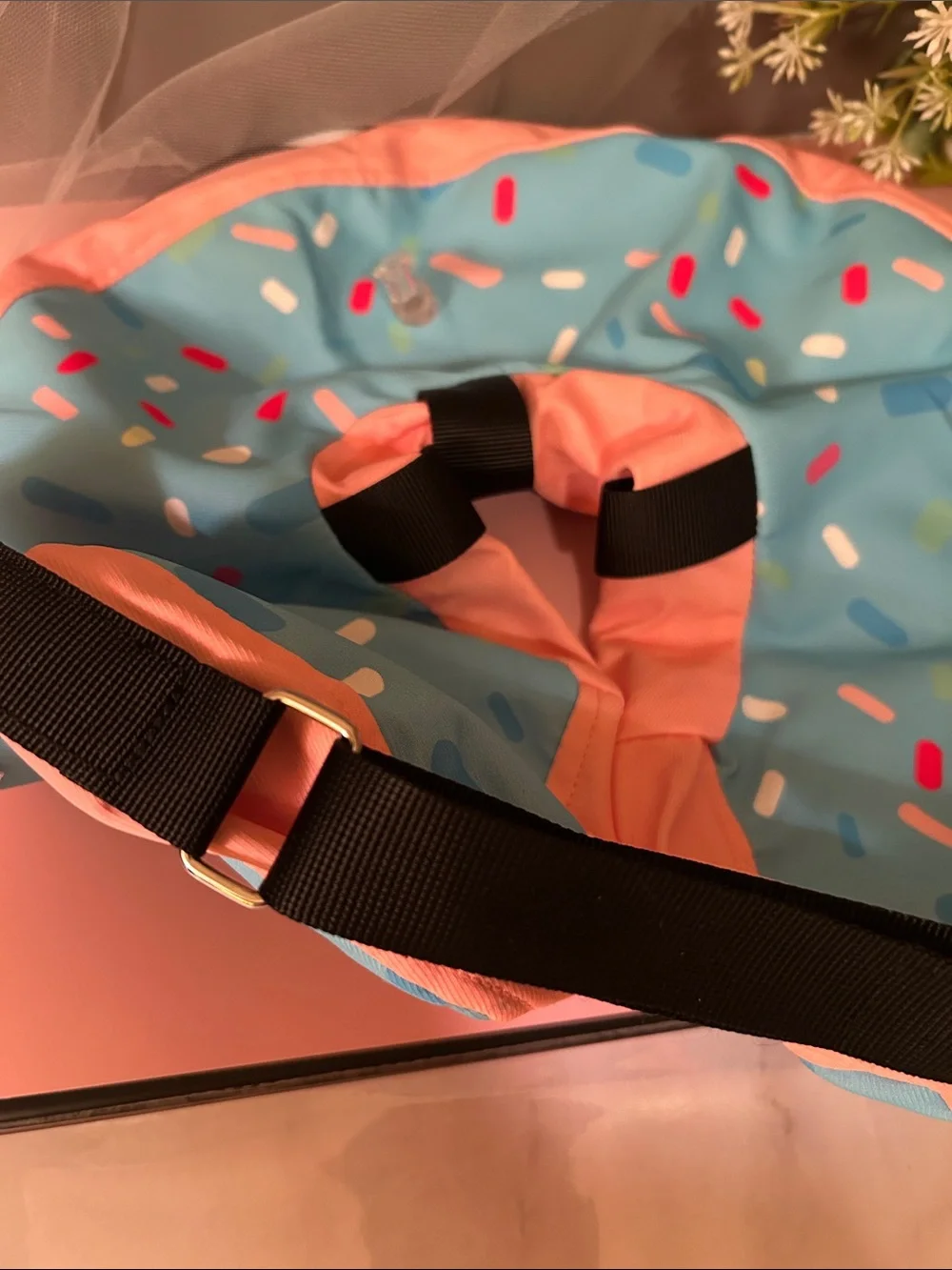 Sprinkle Donut Pattern Dog Inflatable Recovery Collar - Blue & Pink
